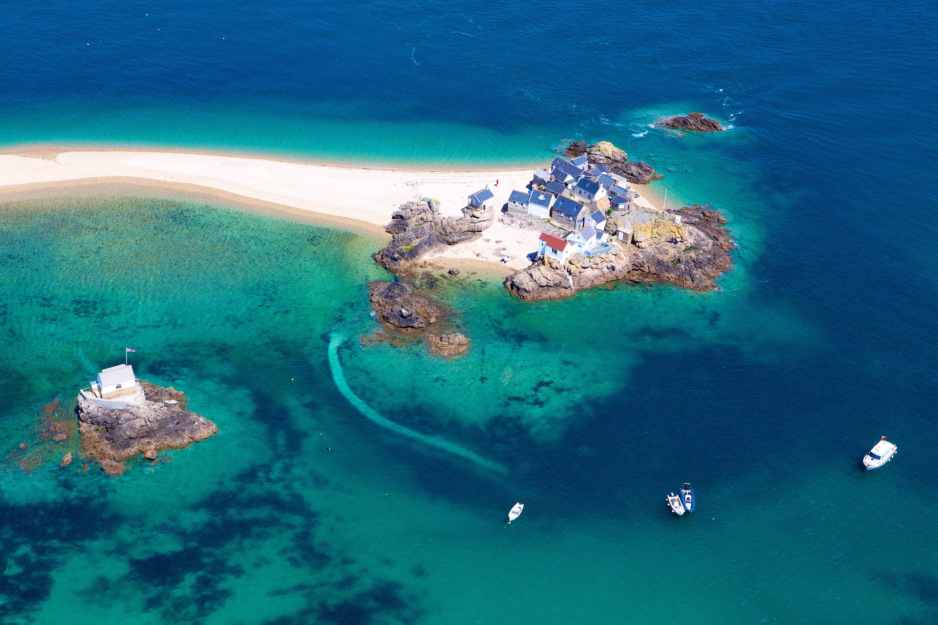 Aerial View of Houses at Les Ecrehous