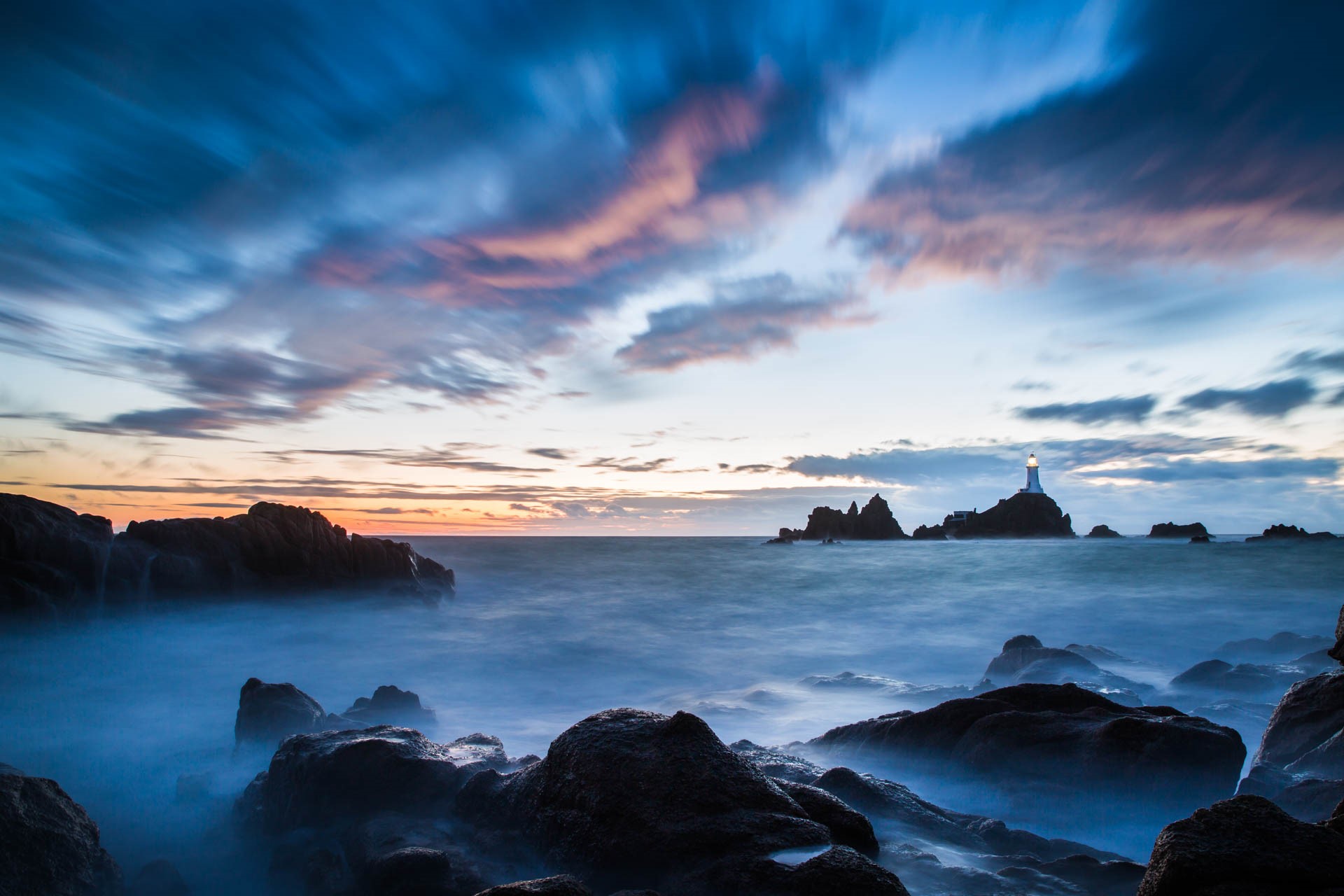 Blue tones at dusk over Corbiere Lighthouse