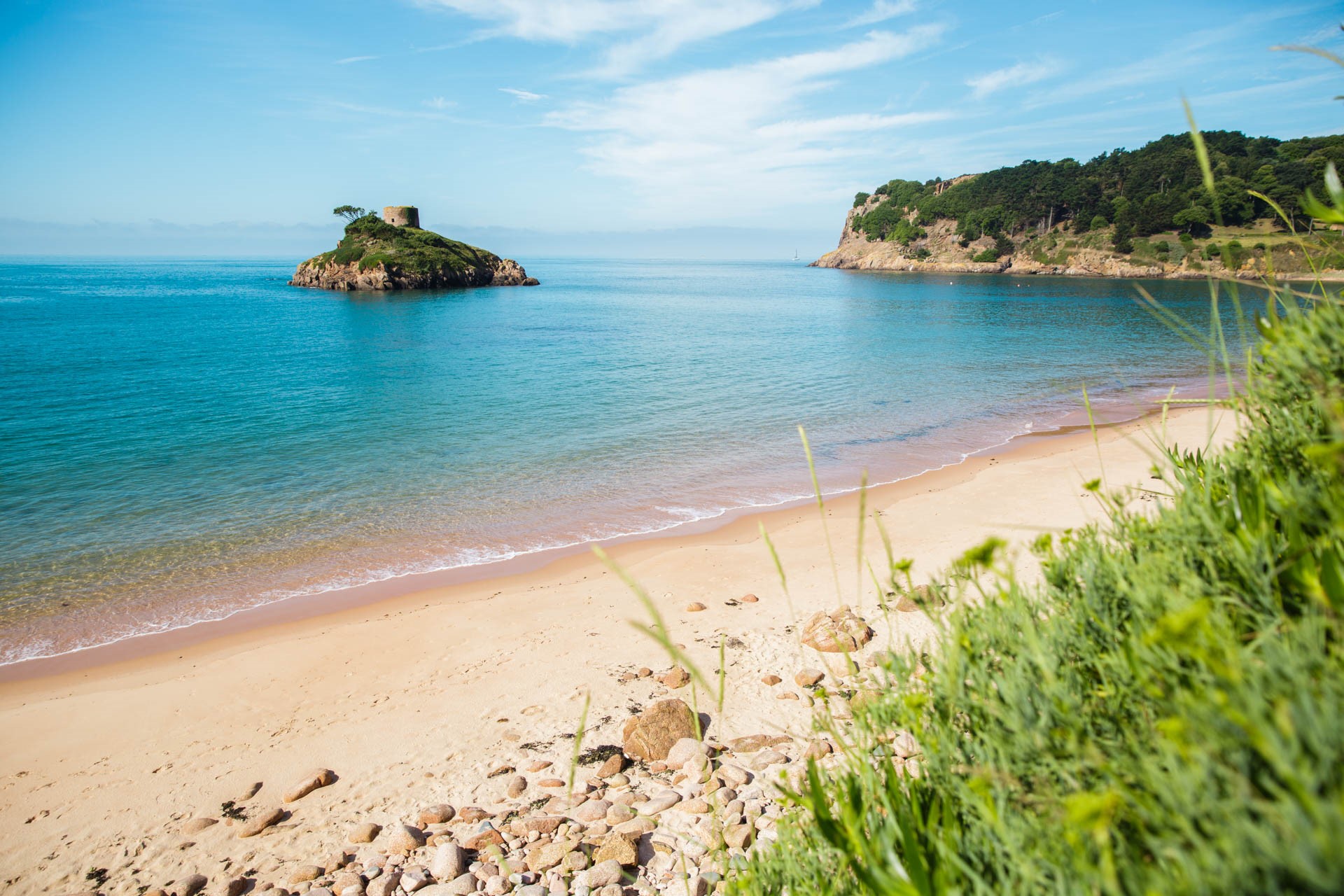 Portelet Bay on a calm summer's day