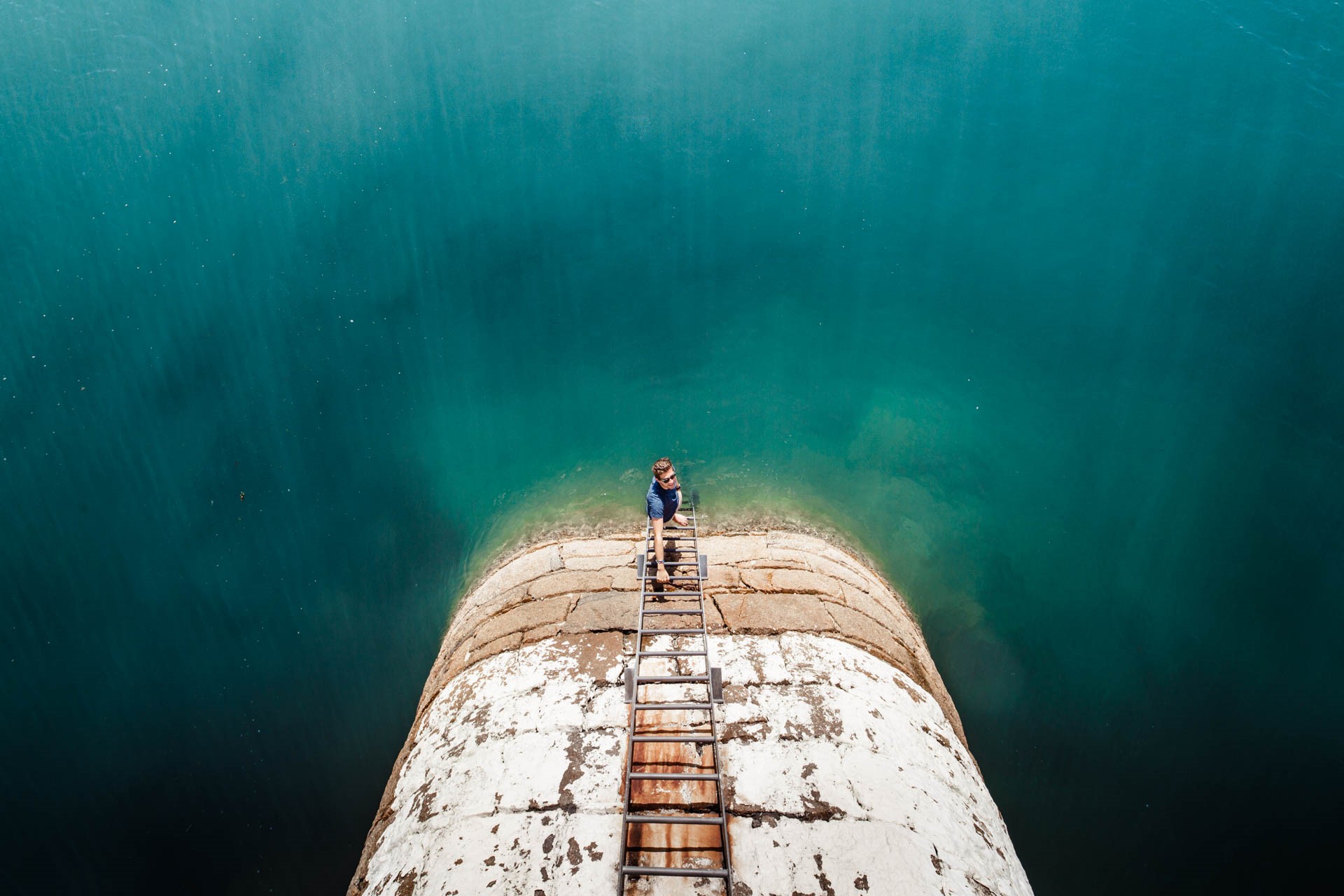 Pier jumper at St Brelade's Bay
