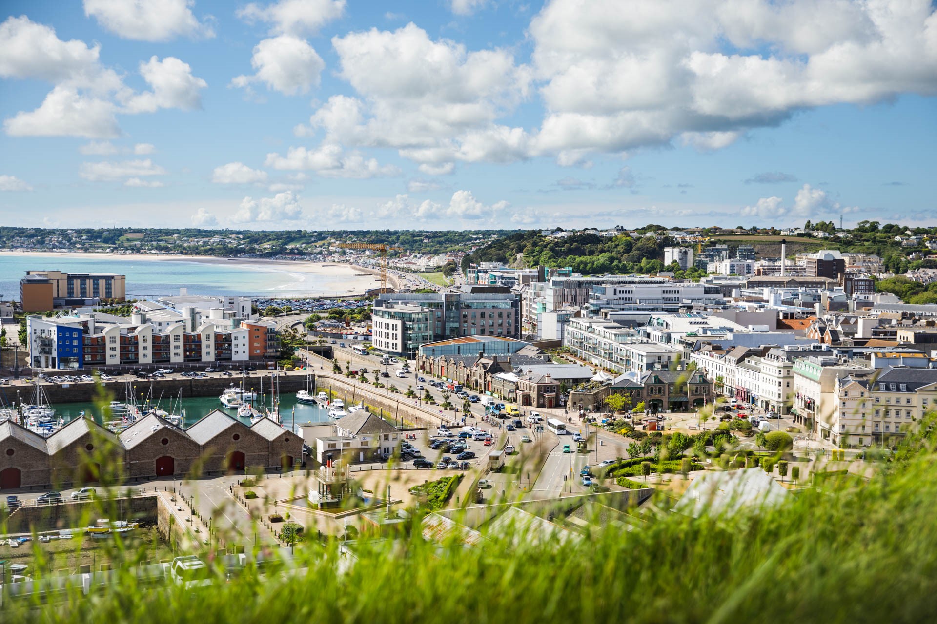 Aerial View of St Helier town and harbour