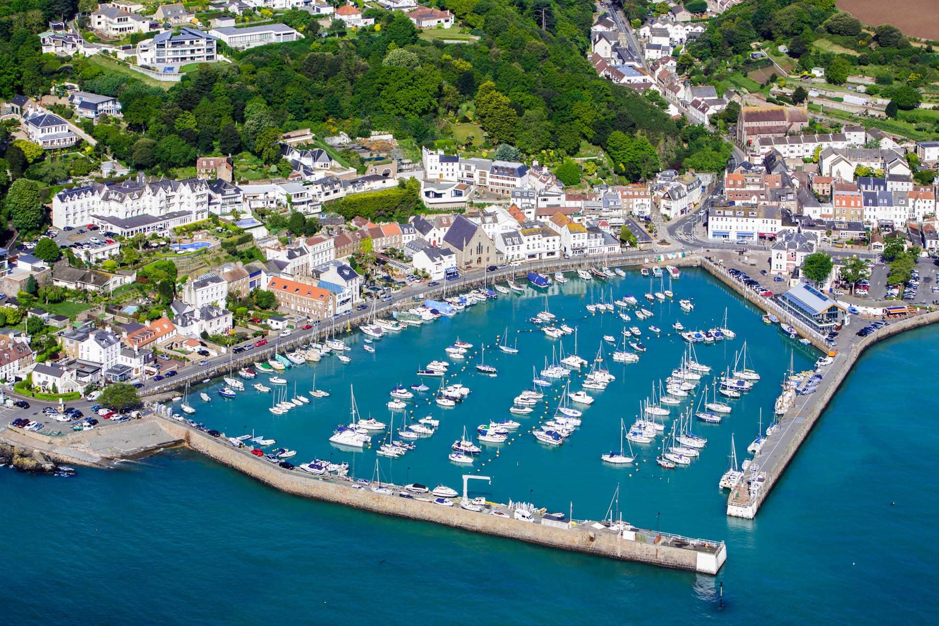 Aerial View of St Aubin's Harbour
