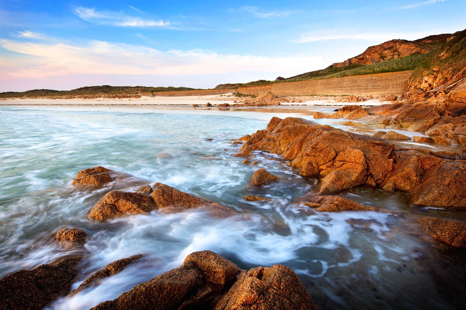 Retreating tide at Le Carriere, St Ouen's Bay