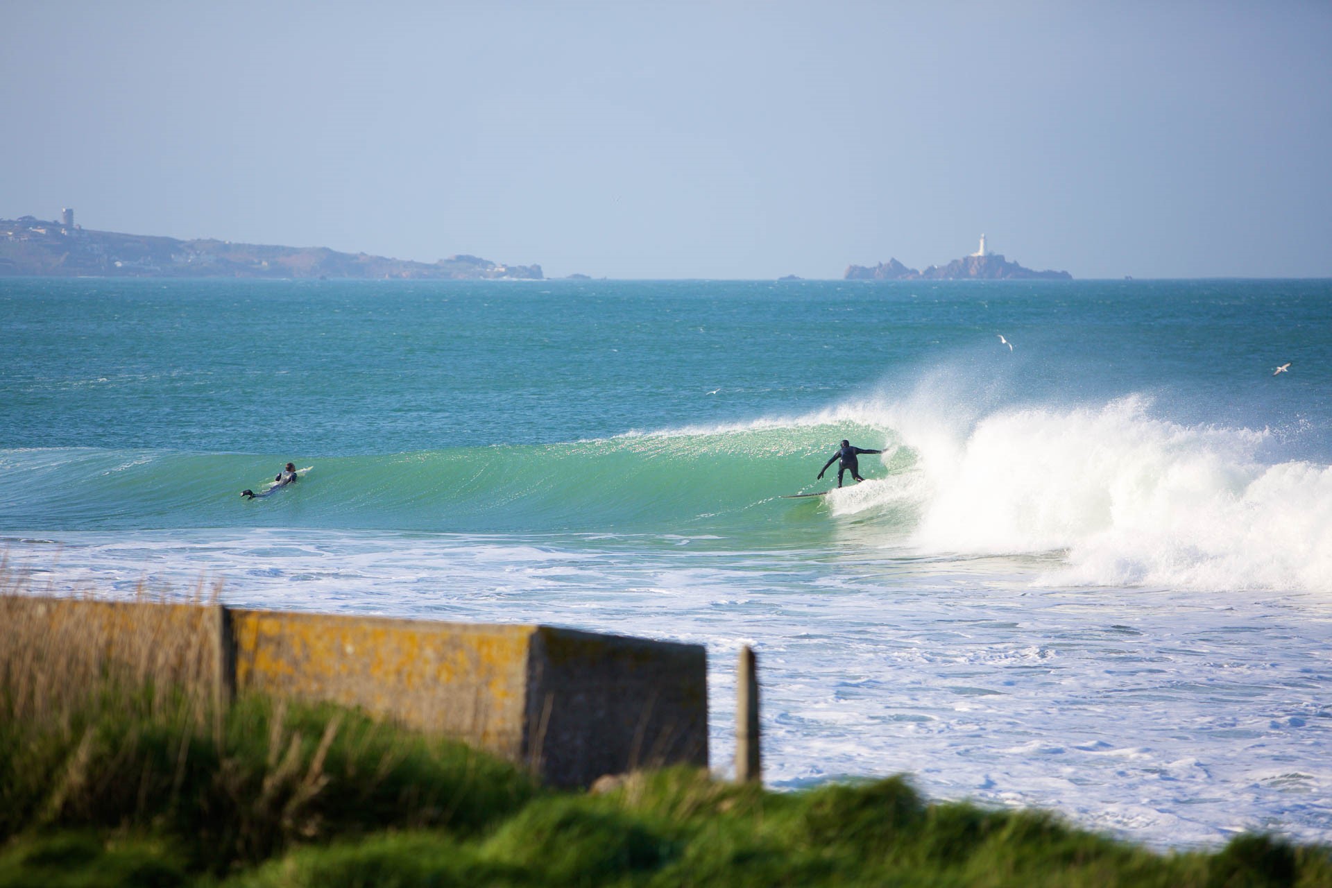 Surfing at La Saline, St Ouen's Bay
