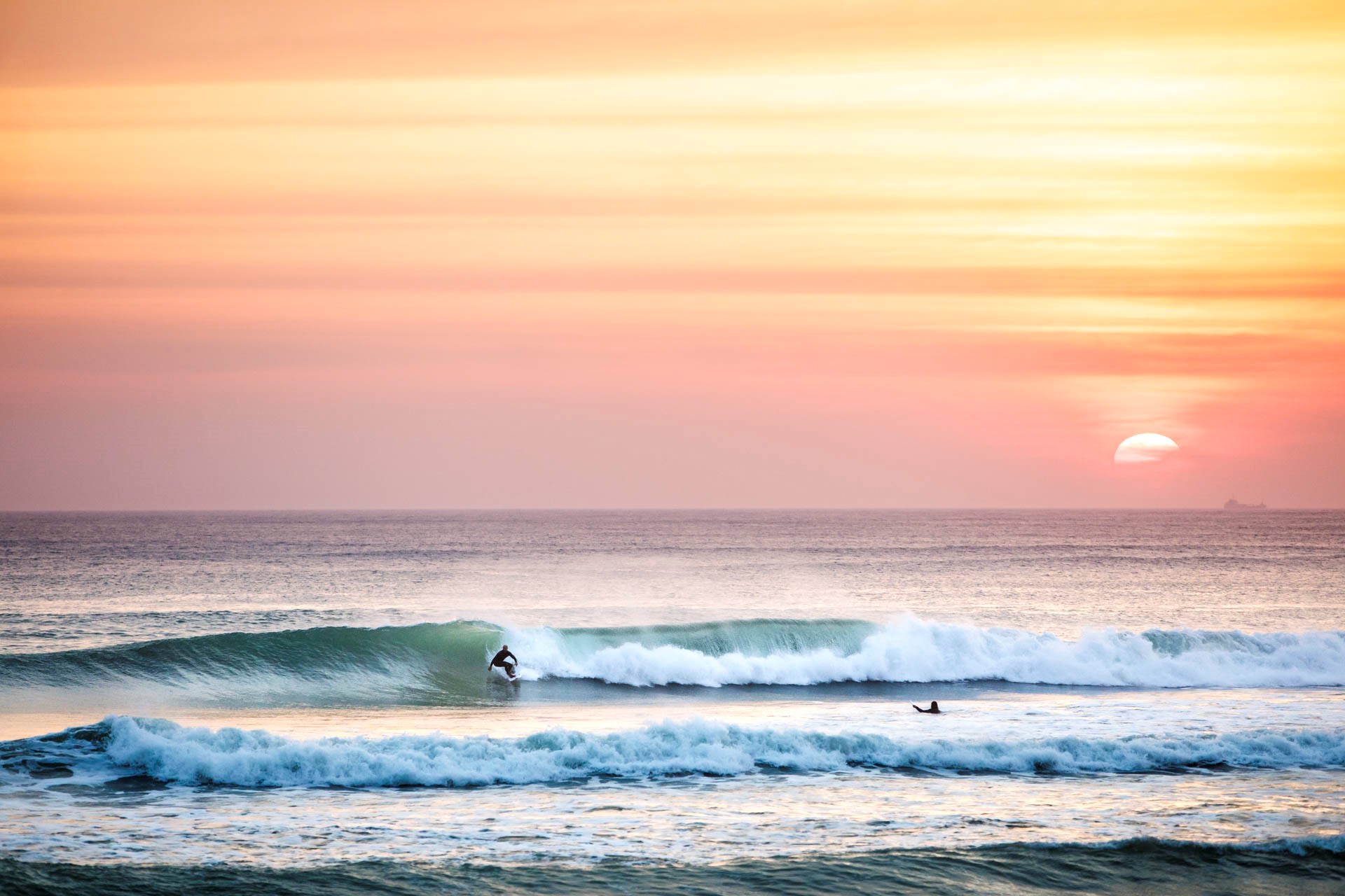 Surf at sunset, St Ouen's Bay